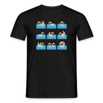 Schwimmender Mops Cartoon Für Hundefans - Männer T-Shirt - Schwarz - Vorne - AI Model Male 178 light (178cm)
