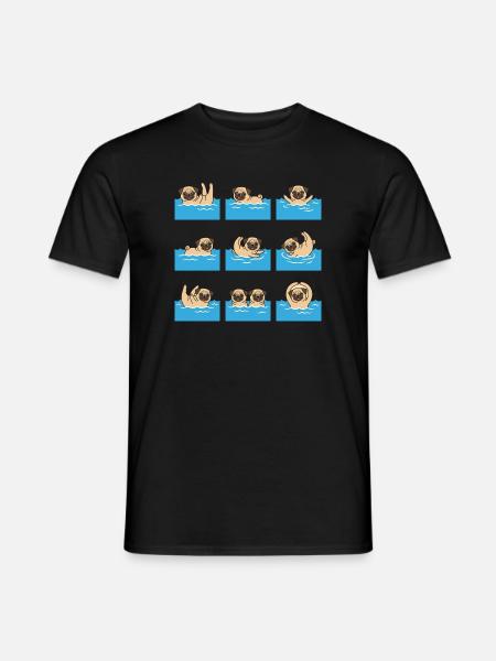 Schwimmender Mops Cartoon Für Hundefans - Männer T-Shirt - Schwarz