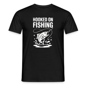 Accroché à la pêche - Pêcheur Spruch - T-shirt homme - noir - Devant - AI Model Male 178 light (178cm)