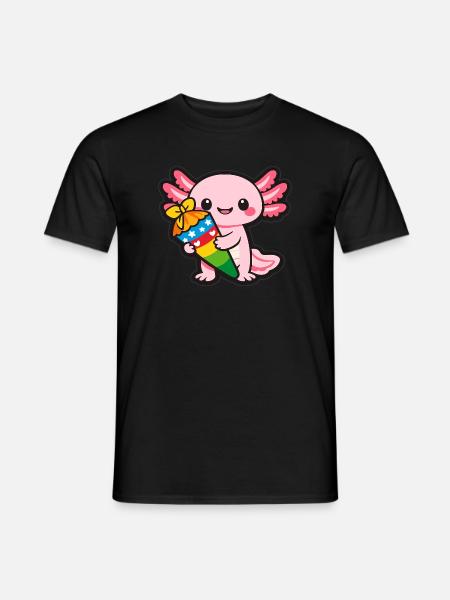 Kawaii dragon with fireworks axolotl - Men's T-Shirt - black