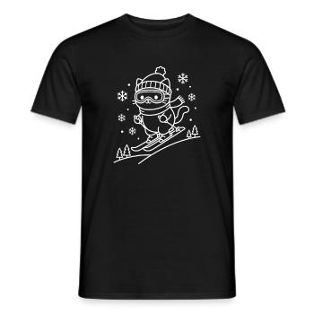 Skiing Kawaii Cat - T-shirt homme - noir - Devant - AI Model Male 178 light (178cm)