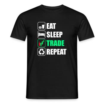 Eat sleep trade repeat stock market stock market trader - Men's T-Shirt - black - Front - AI Model Male 178 light (178cm)