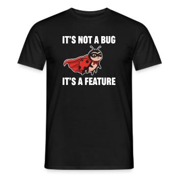 No Bug, Just Feature – Superhero Ladybug - Men's T-Shirt - black - Front - AI Model Male 178 light (178cm)