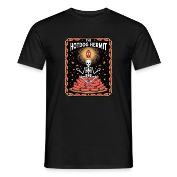 The Hotdog Hermit Skelett Meditiert Auf Würsten - Männer T-Shirt - Schwarz - Vorne - AI Model Male 178 light (178cm)