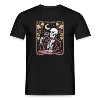 The Wine Whisperer Skeleton Wine Moon Grapes - Men's T-Shirt - black - Front - AI Model Male 178 light (178cm)