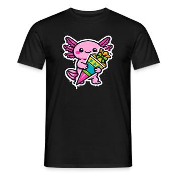 Niedliches Axolotl Kind Einschulung Schulanfang - Männer T-Shirt - Schwarz - Vorne - AI Model Male 178 light (178cm)