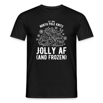 North Pole Knits – Jolly AF - Men's T-Shirt - black - Front - AI Model Male 178 light (178cm)