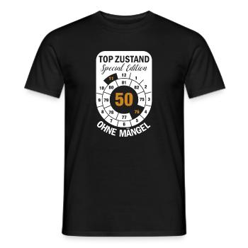 Top Zustand Spezial Edition  50 Jahre 1976 Nov. - Männer T-Shirt - Schwarz - Vorne - AI Model Male 178 light (178cm)