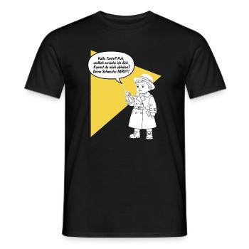Bonjour tante - tu décroches ? Ta sœur est drôle et agaçante - T-shirt homme - noir - Devant - AI Model Male 178 light (178cm)