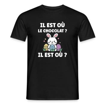 il est où le chocolat - T-shirt homme - noir - Devant - AI Model Male 178 light (178cm)