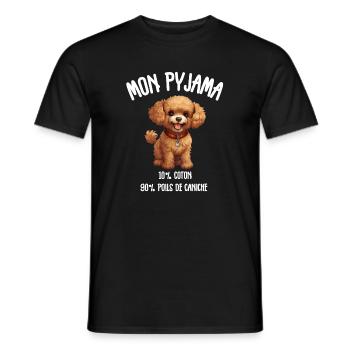 Pyjama Chien Caniche Humour - T-shirt homme - noir - Devant - AI Model Male 178 light (178cm)