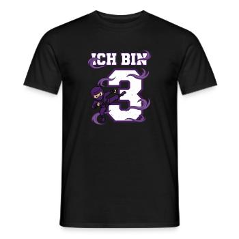 Ich bin 3 Ninja 3. Geburtstag Lila Karate - Männer T-Shirt - Schwarz - Vorne - AI Model Male 178 light (178cm)