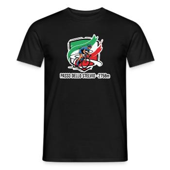 Insigne du Cavalier Passo Dello Stelvio 2758 m - T-shirt homme - noir - Devant - AI Model Male 178 light (178cm)