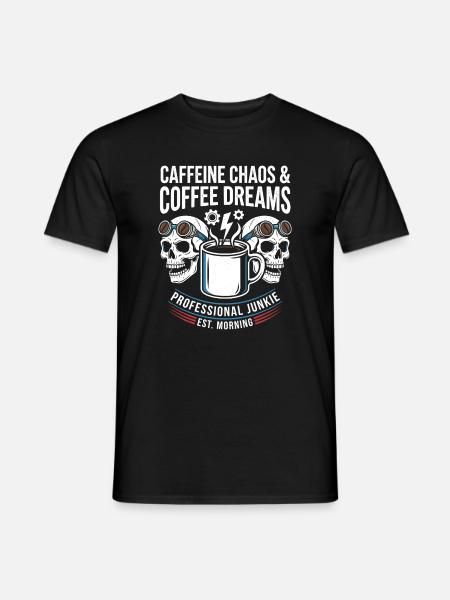 Kaffeechaos Skulls Morgenjunkie Design - Männer T-Shirt - Schwarz