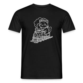 Amoureux des trains Kawaii Cat - T-shirt homme - noir - Devant - AI Model Male 178 light (178cm)