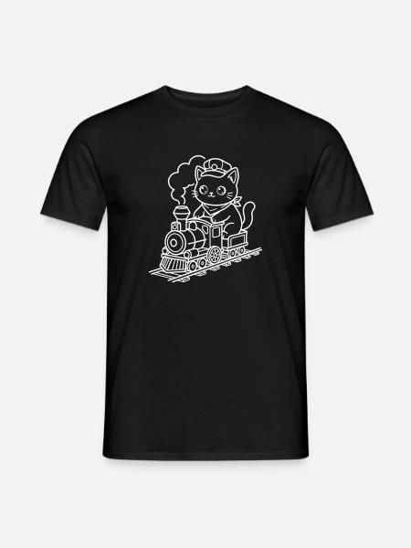 Train Lover Kawaii Cat - Men's T-Shirt - black