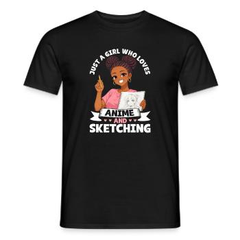 Nur Ein Mädchen, Das Anime Liebt Und Afro Zeichnet - Männer T-Shirt - Schwarz - Vorne - AI Model Male 178 light (178cm)