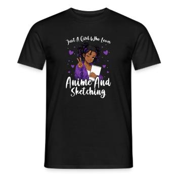 Nur Ein Mädchen, Das Anime Liebt Und Afro Zeichnet - Männer T-Shirt - Schwarz - Vorne - AI Model Male 178 light (178cm)