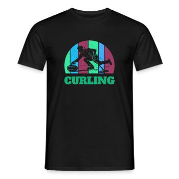 Joueur de curling sport Sports d’hiver Précision sur glace - T-shirt homme - noir - Devant - AI Model Male 178 light (178cm)