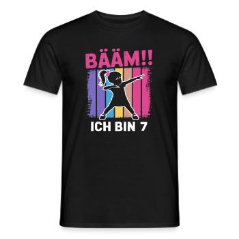 Bääm Je suis 7 filles qui font le dab, 7e anniversaire - T-shirt homme - noir - Devant - AI Model Male 178 light (178cm)