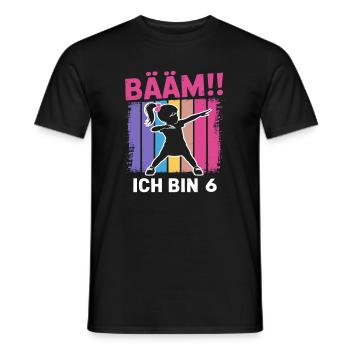 Bääm I'm 6 Dabbing Girl 6th Birthday - Men's T-Shirt - black - Front - AI Model Male 178 light (178cm)