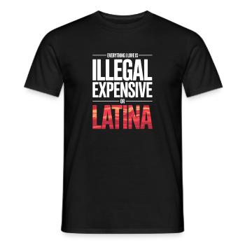 Tout ce que j’aime est illégal, cher ou latina - T-shirt homme - noir - Devant - AI Model Male 178 light (178cm)