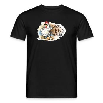 Cheeky Rooster – Funny Chicken Farm Motif - Men's T-Shirt - black - Front - AI Model Male 178 light (178cm)