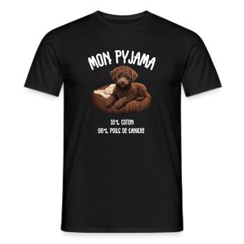 Pyjama Chien Caniche Humour - T-shirt homme - noir - Devant - AI Model Male 178 light (178cm)