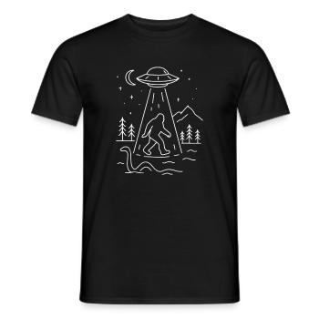 Bigfoot Alien Abduction Sasquatch UFO Spaceship - Men's T-Shirt - black - Front - AI Model Male 178 light (178cm)