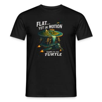 Flat Yet In Motion Thanks To The Turtle Fantasy  - Men's T-Shirt - black - Front - AI Model Male 178 light (178cm)
