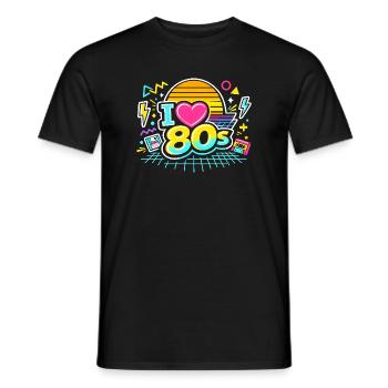 80s I Love The 80s - Men's T-Shirt - black - Front - AI Model Male 178 light (178cm)