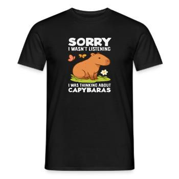 Je pensais à capybaras, animal mignon drôle - T-shirt homme - noir - Devant - AI Model Male 178 light (178cm)