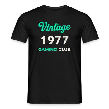 Vintage 1977 – Gaming Club Retro Geburtsjahr - Männer T-Shirt - Schwarz - Vorne - AI Model Male 178 light (178cm)