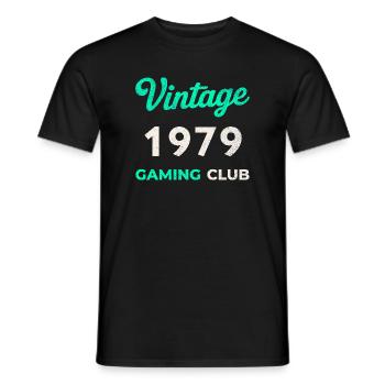 Vintage 1979 – Année de naissance rétro du Gaming Club - T-shirt homme - noir - Devant - AI Model Male 178 light (178cm)