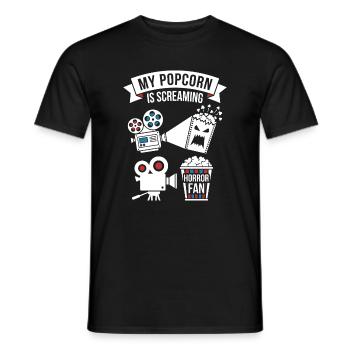 My Popcorn Is Screaming Horror Fan - Men's T-Shirt - black - Front - AI Model Male 178 light (178cm)