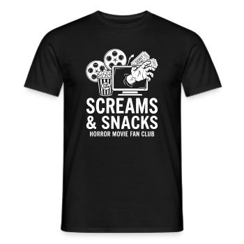 Screams and Snacks Horror Movie Club - Men's T-Shirt - black - Front - AI Model Male 178 light (178cm)