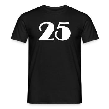 25. 25 ANS. 25e ANNIVERSAIRE. ANNIVERSAIRE 25 ANS. - T-shirt homme - noir - Devant - AI Model Male 178 light (178cm)