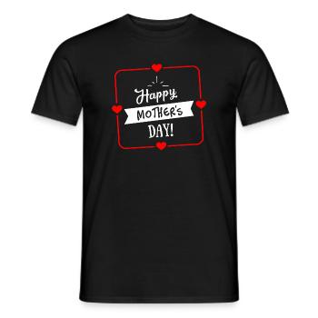 Happy Mothers Day Heart Border - White Red - Men's T-Shirt - black - Front - AI Model Male 178 light (178cm)