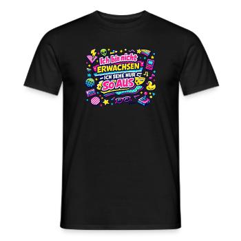 Ich bin nicht erwachsen – Retro - Männer T-Shirt - Schwarz - Vorne - AI Model Male 178 light (178cm)