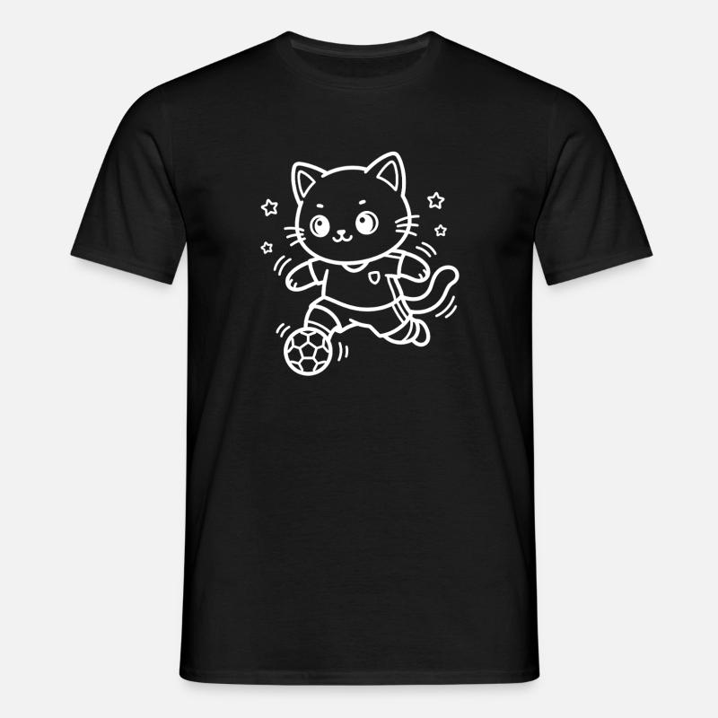 Fodbold Kawaii Kat - T-shirt til herrer - sort