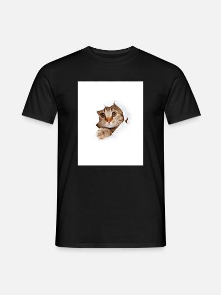 Peekaboo Kitten Through Paper Tear - Men's T-Shirt - black