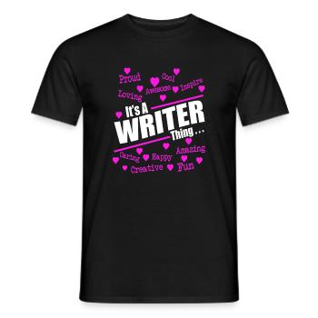 Pink Hearts Positive Inspirational Words Art Tee - Männer T-Shirt - Schwarz - Vorne - AI Model Male 178 light (178cm)