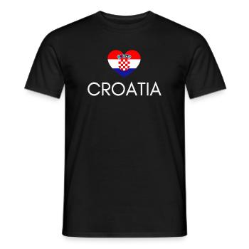 Cœur avec drapeau croate, j’aime la Croatie - T-shirt homme - noir - Devant - AI Model Male 178 light (178cm)