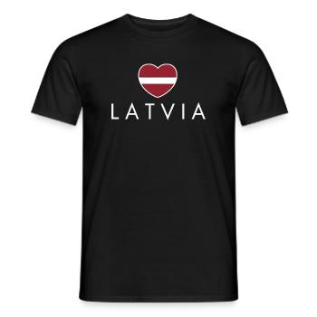 Heart with Latvian flag, I love Latvia - Men's T-Shirt - black - Front - AI Model Male 178 light (178cm)
