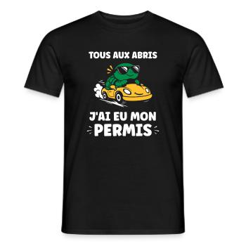 Humour j'ai mon permis de conduire - T-shirt homme - noir - Devant - AI Model Male 178 light (178cm)
