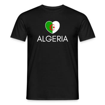 Cœur avec drapeau algérien, j’aime l’Algérie - T-shirt homme - noir - Devant - AI Model Male 178 light (178cm)