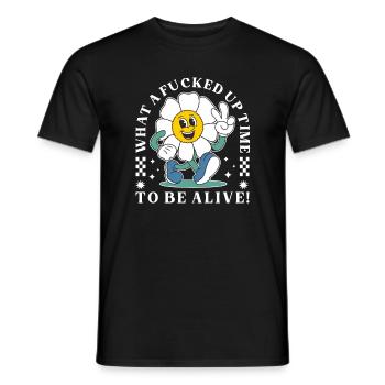 Dessin floral humoristique noir humoristique drôle - T-shirt homme - noir - Devant - AI Model Male 178 light (178cm)
