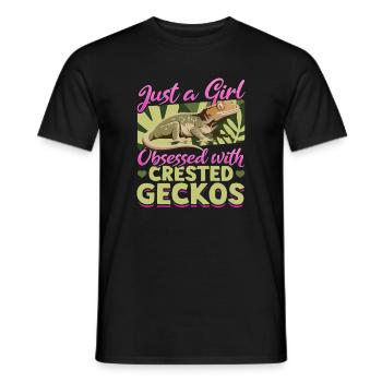 Funny Reptile Crested Gecko - Men's T-Shirt - black - Front - AI Model Male 178 light (178cm)
