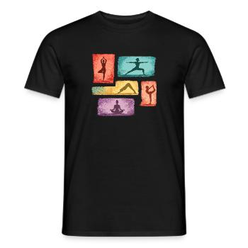 Vibrant Yoga Poses Collage - Men's T-Shirt - black - Front - AI Model Male 178 light (178cm)
