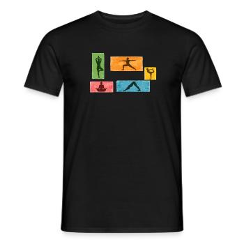 Grunge Yoga Silhouettes Color Block - Men's T-Shirt - black - Front - AI Model Male 178 light (178cm)